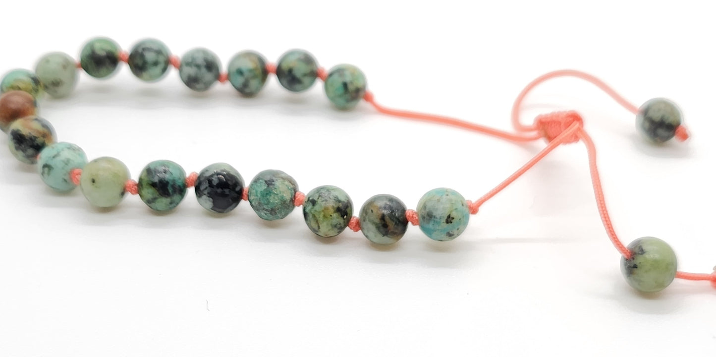 African Turquoise adjustable mini mala bracelet